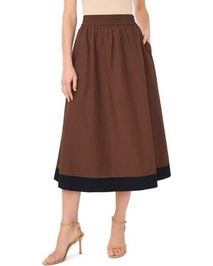 Parker Embroidered Hem Cotton Midi Skirt - Brown