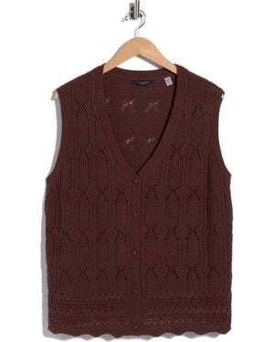 Tahari Open Stitch Sweater Vest - Brown