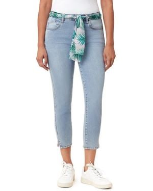 Kensie Belted Mid Rise Skinny Cropped Jeans - Blue