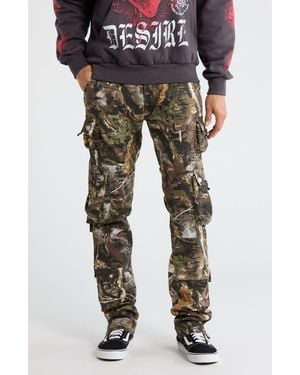 MNML Camo Print Straight Leg Jeans - Black