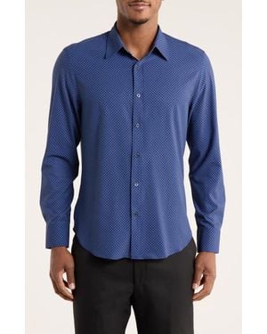 Con.struct Squiggle Print Slim Fit Performance Button-Up Shirt - Blue