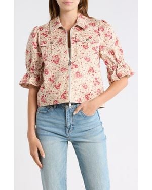Cinq À Sept Mini Bouquet Holly Short Sleeve Crop Jacket - Pink