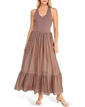 Socialite Fit & Flare Tiered Maxi Dress - Brown