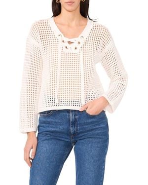 Two By Vince Camuto Open Stitch Lace-Up Top - White