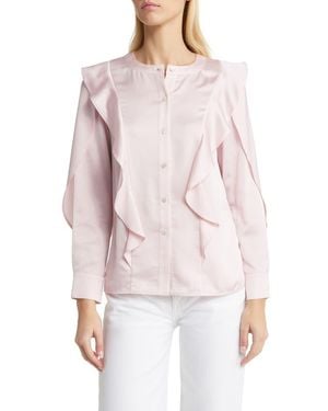 Misook Ruffle Detail Crêpe De Chine Blouse - Red