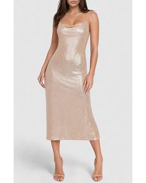 Bebe Cowl Neck Sleeveless Midi Dress - Natural