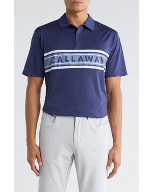 Callaway Apparel Logo Colorblock Golf Polo - Blue