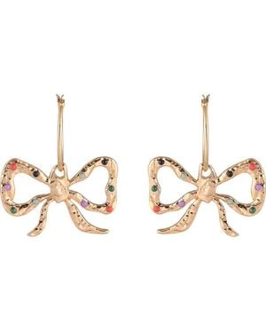 Rachel Roy Stone Bow Drop Earrings - Metallic