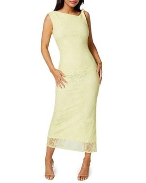 Bebe Twist Lace Body-Con Maxi Dress - Yellow