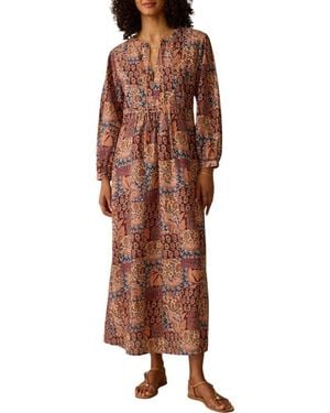 Faherty Sandy Long Sleeve Cotton Maxi Dress - Brown
