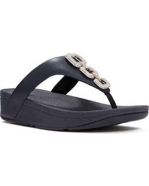 Fitflop Flowrise Crystal Wedge Flip Flop - Blue