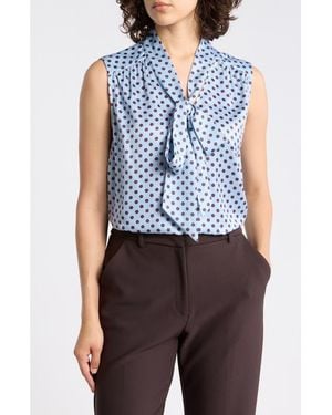 Gemma  Jane Tie Front Sleeveless Top - Blue
