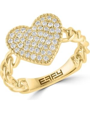 Effy Pavé Diamond Heart Ring - Metallic