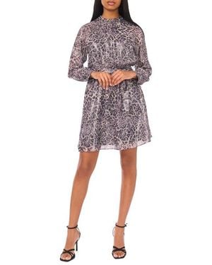Halogen® Tie Waist Long Sleeve Dress - Metallic