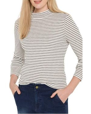 NIC+ZOE Stripe Long Sleeve Mock Neck T-Shirt - Multicolor