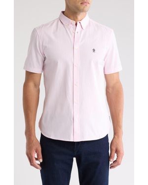 French Connection Cotton Oxford Short Sleeve Button-Up Shirt - White