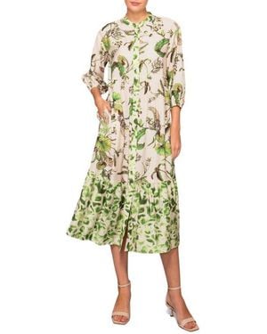 MELLODAY Mixed Media Midi Shirtdress - Yellow