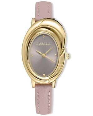 Ettika Bubble Dome Leather Strap Watch - Pink