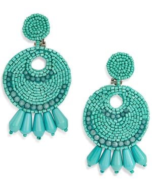 Kenneth Jay Lane Beaded Drop Clip-On Earrings - Blue