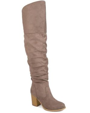 Journee Collection Kaison Wide Calf Ruched Tall Boot - Brown