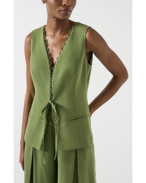 LK Bennett Frances Scallop Trim Vest - Green