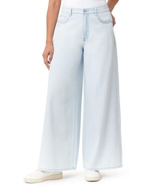 Kensie High Waist Elastic Back Palazzo Jeans - Blue