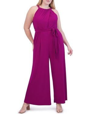 Vince Camuto Halter Neck Sleeveless Jumpsuit - Purple