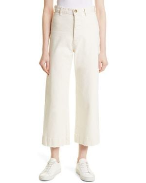 The Great The Seafair Crop Raw Hem Wide Leg Jeans - White