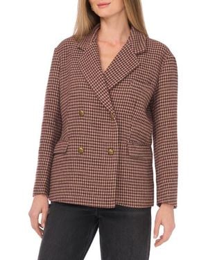 Halogen® Plaid Double Breasted Blazer - Brown