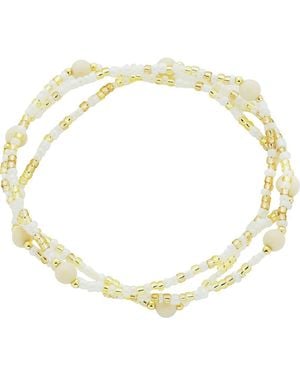 Panacea Set Of 3 Beaded Stretch Bracelets - Metallic