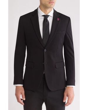 T.R. Premium Slim Fit Two-Button Knit Fashion Blazer - Black