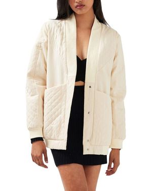 Belle & Bloom Over It Oversize Quilted Bomber Jacket - Natural