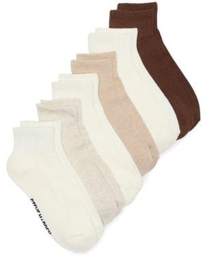 Steve Madden Assorted 6-Pack Quarter Crew Socks - White