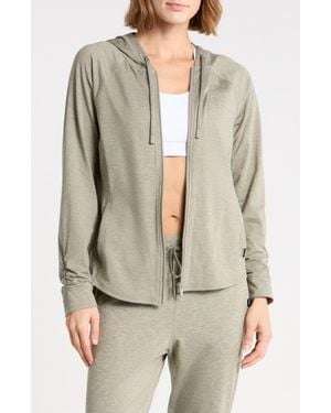 DKNY Space Dye Raglan Sleeve Full Zip Hoodie - Natural