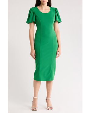 Marina Puff Sleeve Scuba Knit Dress - Green