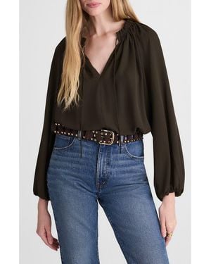 Madewell Long-Sleeve Tie-Neck Top - Black
