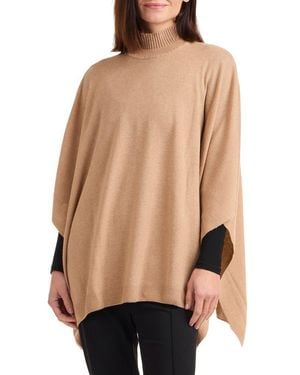 Bruno Magli Turtleneck Wool & Cashmere Poncho - Natural
