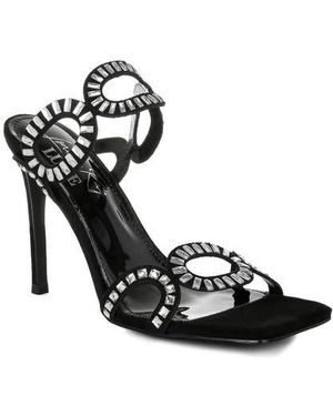 LONDON RAG Romashka Rhinestone Stiletto Sandal - Black