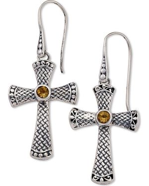 Samuel B. Sterling Cross Earrings - Metallic