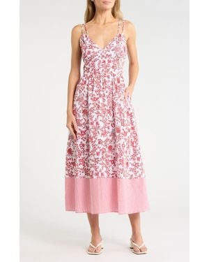 Ellen Tracy Seersucker Strappy Dress - Pink