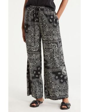 Melrose and Market Summer Print Wide Leg Pants - Black