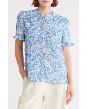 Gemma  Jane Short Sleeve Ruffle Top - Blue