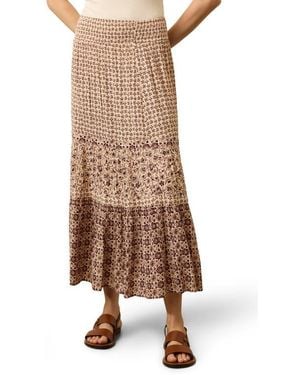 Faherty Woodstock Floral Print Tiered Maxi Skirt - Natural