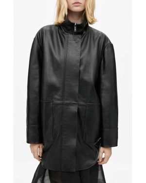 Mango Oversize Faux Leather Jacket - Black