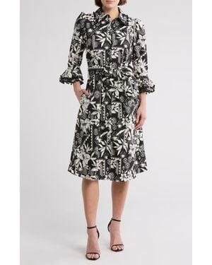 Love By Design Lucia Stretch Cotton Poplin Shirtdress - Black