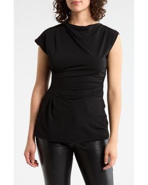 Elodie Bruno Asymmetric Draped Top - Black