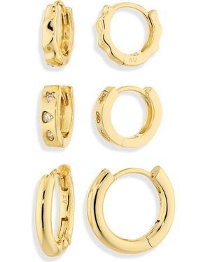 Argento Vivo Set Of 3 Huggie Hoop Earrings - Metallic