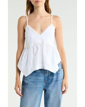 Vigoss Hanky Hem Lace Trim Tank - Blue