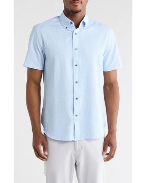 Con.struct Dot Short Sleeve Seersucker Button-Down Shirt - Blue