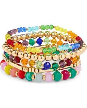 Nordstrom Rack Set Of 5 Mixed Bead Bracelets - White